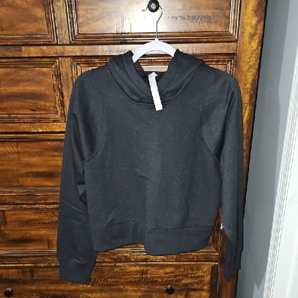 Lululemon Loungeful Cropped Hoodie *Spark!! Nwts. Sz 10 Blk/sparkle